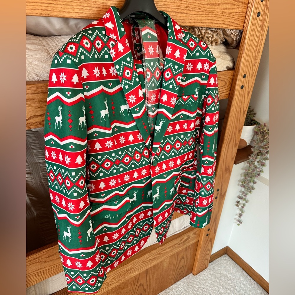 Festive Red and Green Christmas Suit